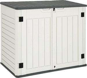 Large Horizontal Resin Weather Resistant Outdoor Storage Shed for Trash/Garden/Backyard/Home/Pool