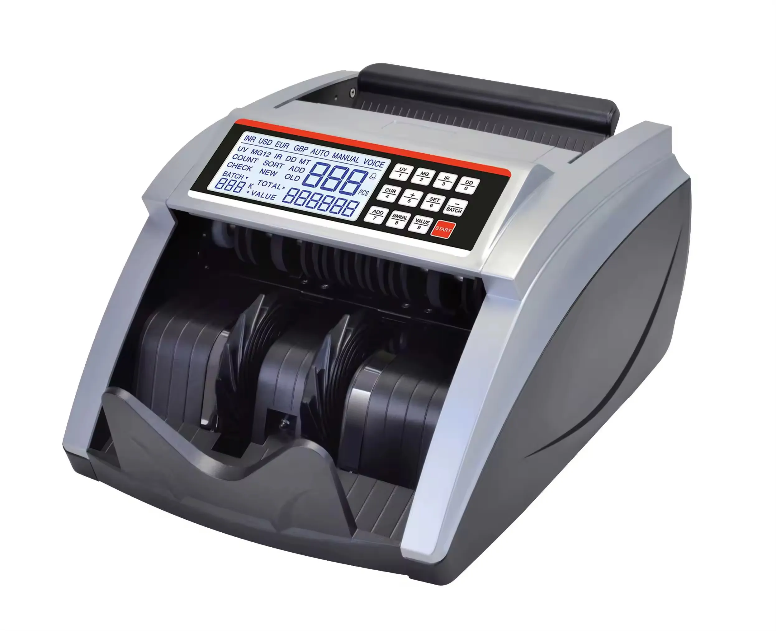 UV/MG LCD Display Bill Counter Multi-Currencies Counting Machine Cash Detector USD/EUR/IQD/TRY Money Counter