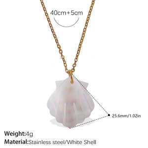 Colliers pendentifs en forme de coquille plaquée or avec breloques en strass pour femmes, bijoux romantiques pour fête, design de chaîne serpent - Product Image 5