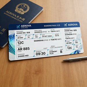 Impresión de Tarjetas de Embarque Personalizadas para Aerolíneas |   Recuerdo Personalizado de Boleto de Avión para Eventos y Marketing - Product Image 1