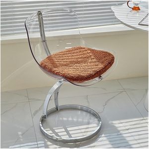 Silla de comedor de plástico transparente <span class=keywords><strong>PC</strong></span> de forma redonda con pata cromada para sala de estar dormitorio balcón - Product Image 1