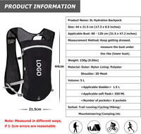 Sac à eau personnalisé pour sports de plein air, marathon, randonnée, sac d'hydratation léger de 5L, gilet multifonctionnel de course sur sentier