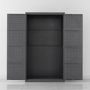Gabinete de almacenamiento de garaje de metal con estantes ajustables de cajón y archivador lateral bloqueable de 2 puertas para sótano de garaje - Product Image 3