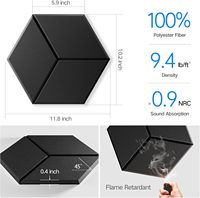 Panneau acoustique hexagonal à rainures en Y, auto-adhésif, en PET, absorbant le son, panneau mural hexagonal pour studio, salle de jeux - Noir