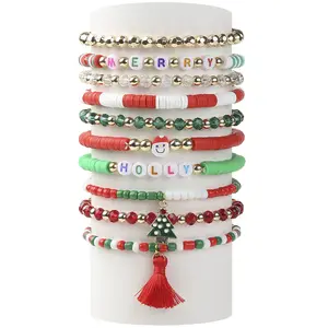 Zooying Europese En Amerikaanse Kerst Armband Santa Claus Kerstboom Hart Sneeuwvlok Polymeer Klei Armband