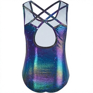 Girls <b>Leotard</b> <b>Shorts</b> Set Sleeveless <b>Gymnastics</b> Dance Workout Outfit With Scrunchie - Product Image 3