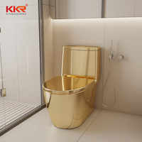 Cuvette de toilette moderne de luxe en céramique plaquée or, design diamant, à poser au sol, pour salle de bain