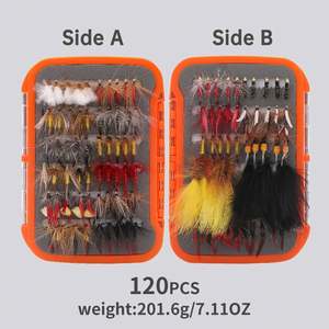 Nouvelle conception, 120 pièces/boîte, mouches artificielles pour la pêche à la <span class=keywords><strong>mouche</strong></span>, hameçons barbelés, leurres, mouches sèches, nymphes, streamers, appâts pour la pêche à la <span class=keywords><strong>mouche</strong></span> et en eau douce - Product Image 3
