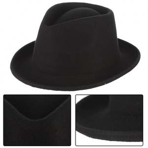 Chapeau Fedora en Laine H7221 pour Homme, Noir, Style Homburg, pour Adultes, Hommes, Style Jazz Bouclé, Uni, pour Tenue Décontractée en Extérieur - Product Image 6