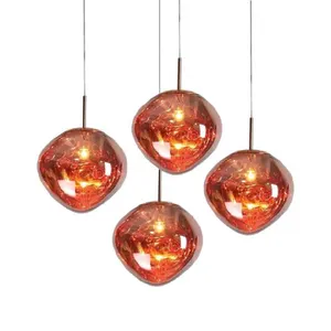 New Nordic LED Gold For Dining Room Table hotel Bar Modern Chandelier Plastic Ball Hanging Pendant Lamp