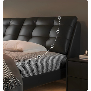 Cadre de <span class=keywords><strong>lit</strong></span> flottant en cuir noir capitonné avec lumières LED, <span class=keywords><strong>lit</strong></span> plateforme moderne et minimaliste pour chambre d'<span class=keywords><strong>adulte</strong></span> - Product Image 5