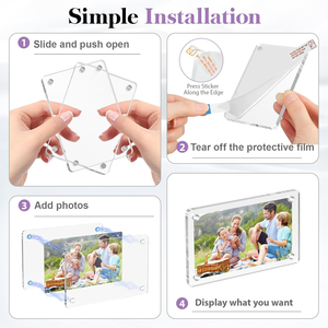 Wholesale Clear Square Desktop Display Fridge Magnets Sleek Edge Lightweight Durable Acrylic Photo <b>Frame</b> Multi-piece Package - Product Image 4