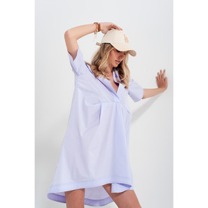 Vestido de corte alto-bajo con cintura imperio en color lila - Product Image 5