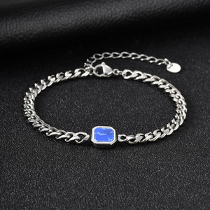 Pulsera de Cadena Cubana de Acero Inoxidable 316L para Hombre, Oro de 18K, Ojo de Tigre, Lapislázuli, Piedra Acrílica Negra, Joyería - Product Image 6