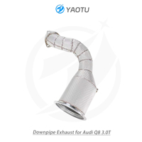 YT 304 Downpipe katalis baja tahan karat dengan pelindung panas (Header tunggal) untuk Audi Q8 3.0T