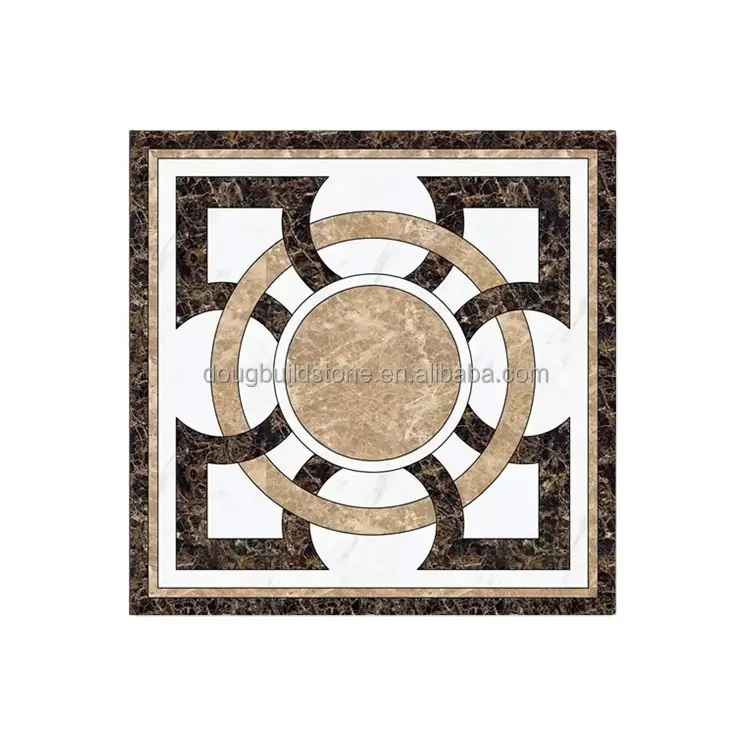 Diseño de lujo Interior decorativo cuadrado rectángulo Waterjet suelo mármol medallón para PROYECTO DE Hotel