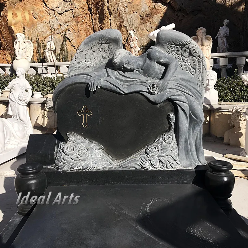 İdeal sanatlar özgürlük anıtı siyah ve beyaz granit mezar taşları ebeveynler için mezar kapak