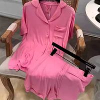 Ensemble pyjama personnalisé rose Cardy Shanjin Sister de même style pour femmes short d'été à manches courtes vêtements de maison minces