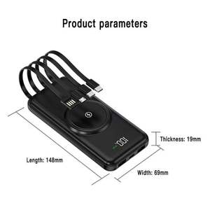 Banco de Energía Portátil OEM/ODM de 10000 mAh de Alta Capacidad con Carga Inalámbrica, Pantalla LED y Cable Integrado - Product Image 5