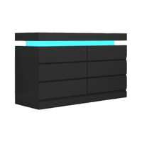 Armoire de bureau moderne de luxe léger, commodes, tiroirs de rangement, armoires de rangement noires avec LED