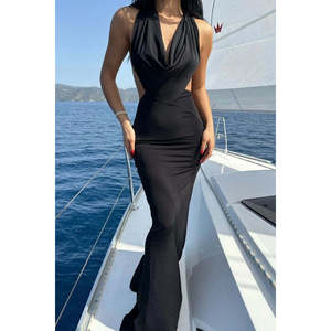 Vestido Largo de Playa con Lazos Negros - Product Image 3