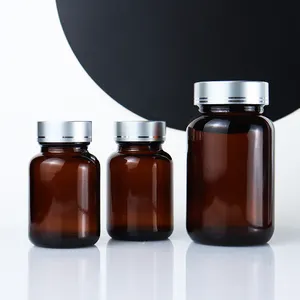 Empty Amber Color 100ml 200ml 300ml 500ml 2oz 4oz 8oz 75cc Medicine Vitamin Pill Glass Capsule Bottles