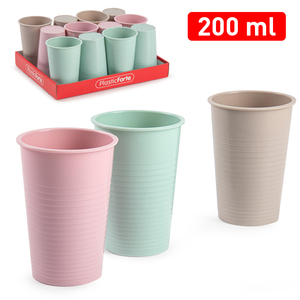 Bicchiere in Plastica Plasticforte 200 Ml, Resistente e Riutilizzabile, per Uso Domestico, Colori Assortiti - Product Image 1