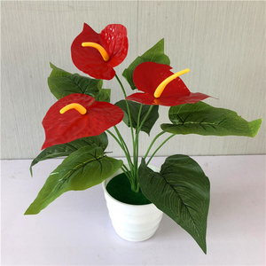Qslh plantas verdes artificiais v879, látex em vaso, anturlio bonsai para decoração caseira - Product Image 5