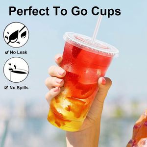 2000 Pack 24 Oz Disposable Clear <b>Plastic</b> Lids <b>Straws</b> | Leak-Proof Sturdy Cold <b>Drink</b> Cups Iced Coffee Smoothies - Product Image 4