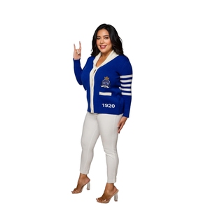 Bán Buôn Biểu Tượng Tùy Chỉnh <span class=keywords><strong>Phi</strong></span> <span class=keywords><strong>Beta</strong></span> Sigma amicae <span class=keywords><strong>Zeta</strong></span> <span class=keywords><strong>Phi</strong></span> <span class=keywords><strong>Beta</strong></span> Hy Lạp Sorority Sọc Cotton Đan Cardigan Của Phụ Nữ Áo Len - Product Image 2