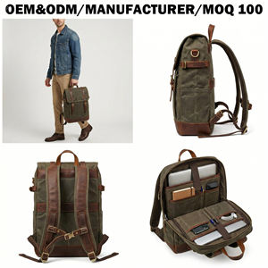 Sac à dos de voyage vintage haut de gamme pour homme en toile cirée et cuir Crazy Horse, grande capacité, personnalisable OEM pour le branding - Product Image 4