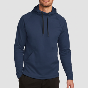 Men's <b>Navy</b> Blue Hooded Pullover <b>Sweatshirt</b> Raglan Sleeve Solid Color Casual Wear Breathable Knitted Fabric Autumn Regular Fit - Product Image 1