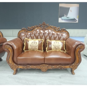Đồ Nội Thất <span class=keywords><strong>Sofa</strong></span> Phong Cách Châu Âu Cổ Điển Bán Chạy Bộ <span class=keywords><strong>Sofa</strong></span> Da Chạm Khắc Gỗ Phòng Khách Sang Trọng - Product Image 3