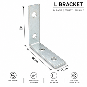Industrial Iron Furniture Corner Bracket 50X50X12 Zinc Coated Powder Coated Metal Support Connector for <b>Cabinet</b> Wardrobe <b>Bed</b> - Product Image 3