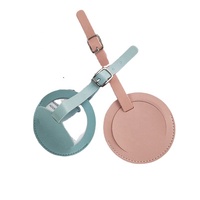 Étiquette de bagage ronde en cuir PU épais personnalisée, couleur unie, multicolore, logo personnalisé, vente en gros, OEM, ODM, étiquette nominative de voyage, Chine