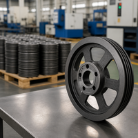 Poulie à rainures multiples sur mesure en fonte, moyeu usiné CNC, services de fonderie pour systèmes de transmission industriels