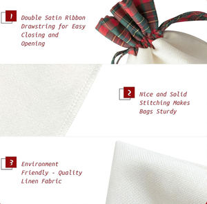 Bolsas de Navidad con cordón, sacos de regalo de Navidad con diseño de pez, bolsas de algodón a cuadros Buffalo Plaid, bolsas de lino para guardar regalos de Navidad y fiestas - Product Image 6