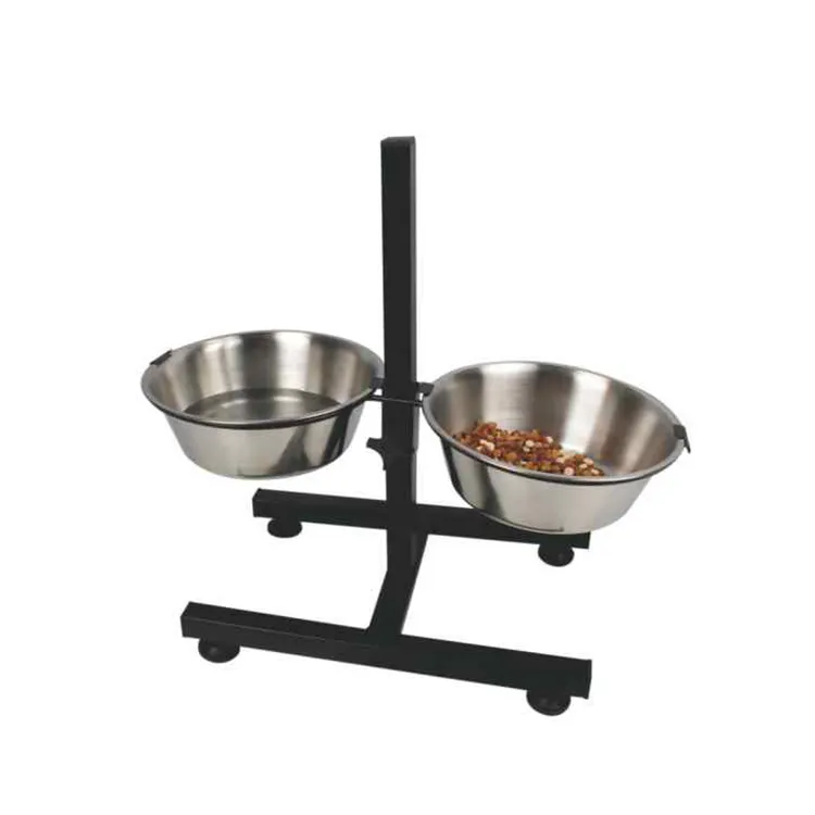 도매 두 번 raised 상승 된 stainless steel dog bowl