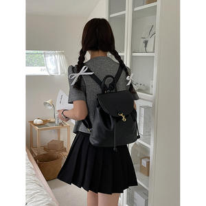 Women's Preppy Style <b>Backpack</b> Black 13 Inches <b>Drawstring</b> Closure Student Everyday Use - Product Image 5