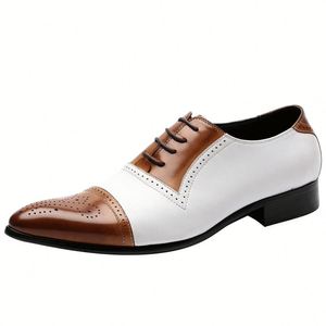 2025 Latest Summer Trendy Men's Cowhide Lace-up <b>Pointed</b> <b>Toe</b> Shoes <b>Flat</b> Sole Waterproof Lightweight for Business Casual Styles - Product Image 5