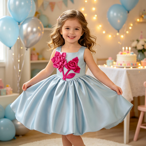 Vestido <span class=keywords><strong>de</strong></span> <span class=keywords><strong>Fiesta</strong></span> Formal <span class=keywords><strong>para</strong></span> Niña Pequeña con Apliques <span class=keywords><strong>de</strong></span> Rosas en 3D, Vestido <span class=keywords><strong>de</strong></span> Satén con Flores <span class=keywords><strong>para</strong></span> Niña, Traje <span class=keywords><strong>de</strong></span> Princesa <span class=keywords><strong>para</strong></span> Cumpleaños, Vestido <span class=keywords><strong>de</strong></span> <span class=keywords><strong>Fiesta</strong></span> Infantil, Ropa <span class=keywords><strong>para</strong></span> Niñas - Product Image 2