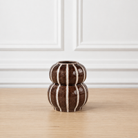 Vase à fleurs en céramique moderne, marron rayé, double gourde sculpturale, pour table, console, décoration intérieure