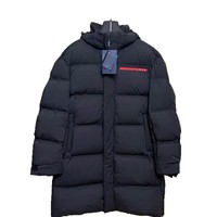 Doudoune longue à capuche pour homme, sportive, haut de gamme, à rayures tissées, Red-Label, avec garnissage de 200g-250g, pour le marché européen transfrontalier 2026