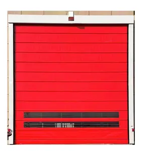 Cortina roja de 0,9mm de espesor, tela de PVC, puerta enrollable industrial plegable eléctrica para garaje