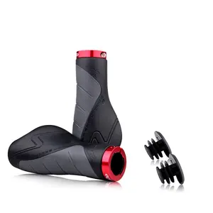 Bike Handlebar Grips Non-Slip-Rubber Bicycle Handle Grip with Aluminum Double Lock-on Bike Grip