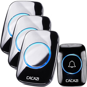 A10BB <span class=keywords><strong>cacazi</strong></span> กริ่งประตูไร้สายกันน้ำ300M 60, รีโมต EU AU UK US plug แบตเตอรี่110V-220V 1ปุ่ม2ตัวรับ - Product Image 1