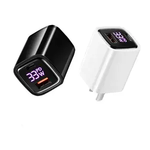 Mobile Phone Wall Charger With Led Display Digital Phone Charger Fast Charging Dual Port PD 33W Adapter USB And Type C