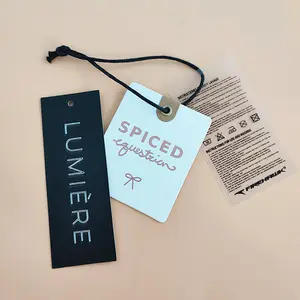 Toptan özel tasarım baskı adı kartı logolu kağıt giysi Hangtag etiketleri asılı kıyafet etiketi