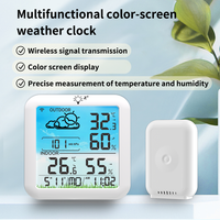 Station météo sans fil intérieure/extérieure avec écran couleur, thermomètre numérique, horloge atomique, prévisions météo, construction en plastique