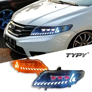 Accesorios para autos TYPY, faros delanteros para Honda City 2008-2014, actualizados y modificados con nuevas luces LED DRL de señal de giro dinámica. - Product Image 1